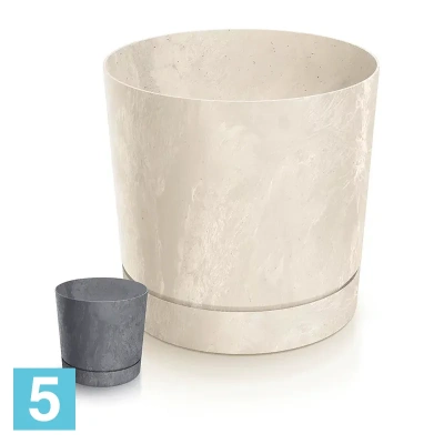 Кашпо Prosperplast TUBO P Beton Effect с поддоном, терракотовое 17,8-d, 17,5-h