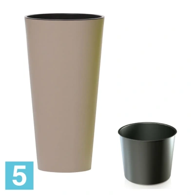 Высокое кашпо Prosperplast TUBUS SLIM, мокко 40-d, 76-h