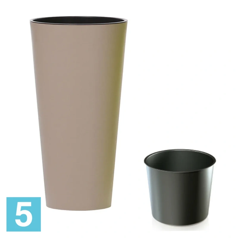 Высокое кашпо Prosperplast TUBUS SLIM, мокко 40-d, 76-h