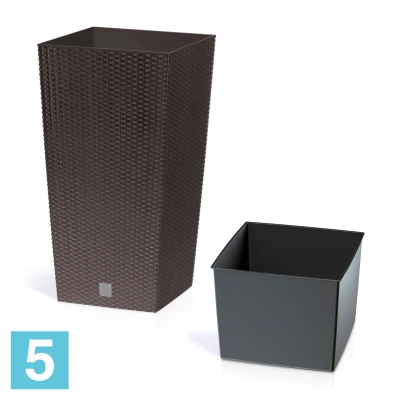 Кашпо Prosperplast RATO SQUARE, венге 27-l, 27-w, 50-h