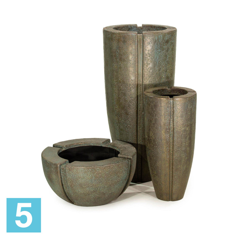 Высокое кашпо Fleur ami Patina Verdrigris 57-d, 120-h, бронзовое