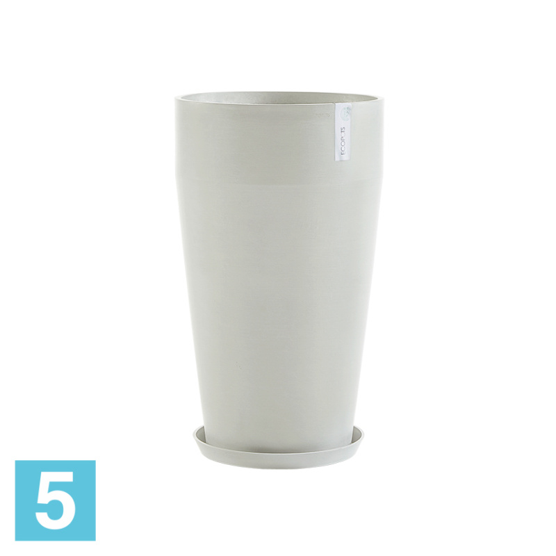 Высокое кашпо Ecopots Sankara-H, светло-серое 45-d, 75-h