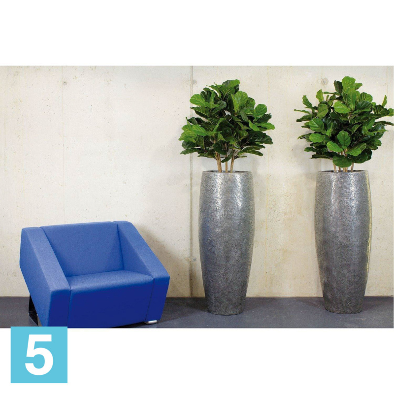 Высокое кашпо Fleur ami Crackle Aluminium 50-d, 120-h, серебряное