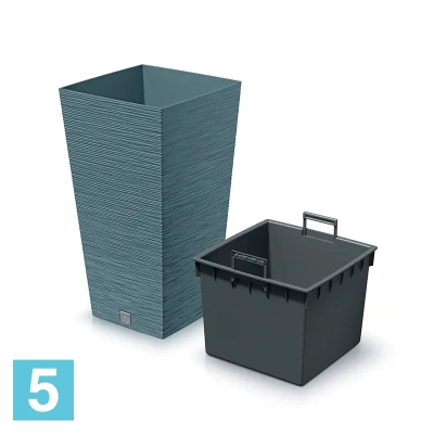 Кашпо Prosperplast FURU Square, скандинавский синий 26,5-l, 26,5-w, 50-h