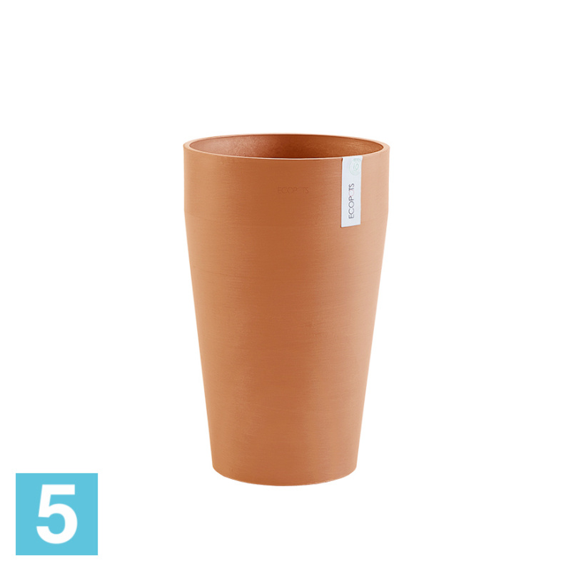 Высокое кашпо Ecopots Sankara-MH, терракотовое 35-d, 55-h