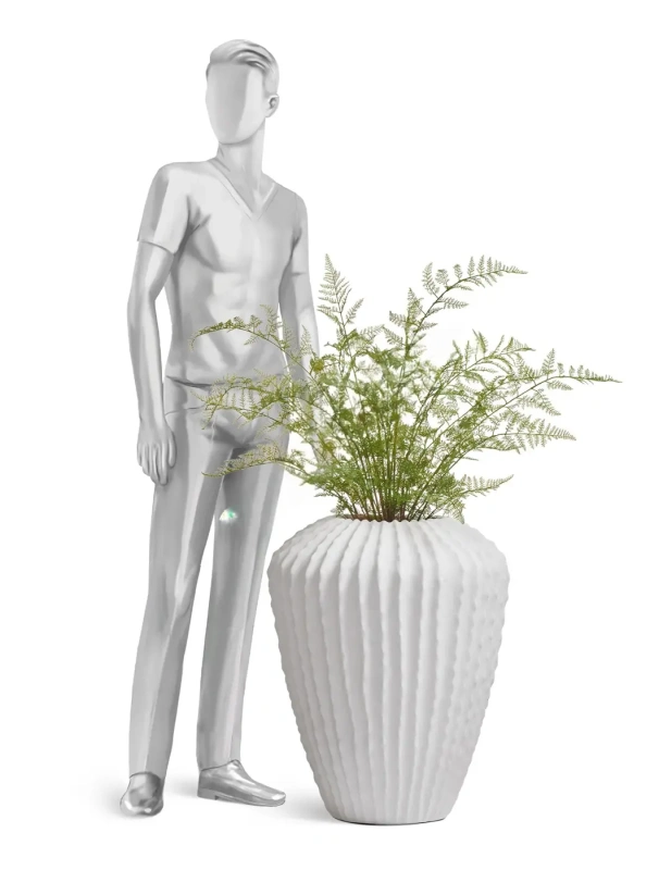 Кашпо TREEZ Effectory Moho Высокая Design-ваза, белый камень 60-d, 65-h