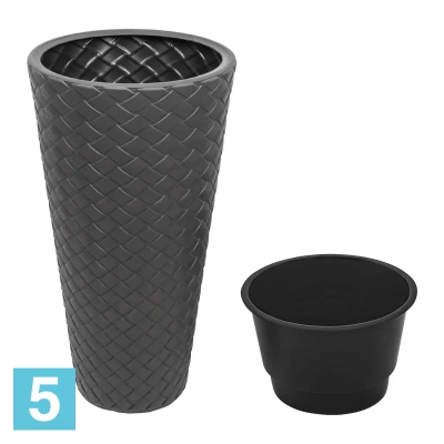 Кашпо с автополивом Prosperplast MATUBA SLIM, антрацит 40-d, 78-h
