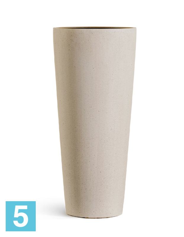 Кашпо с автополивом TREEZ Effectory Beton Высокий конус, белый песок 30-d, 61-h