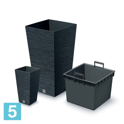 Кашпо Prosperplast FURU Square, антрацит 29,5-l, 29,5-w, 55-h