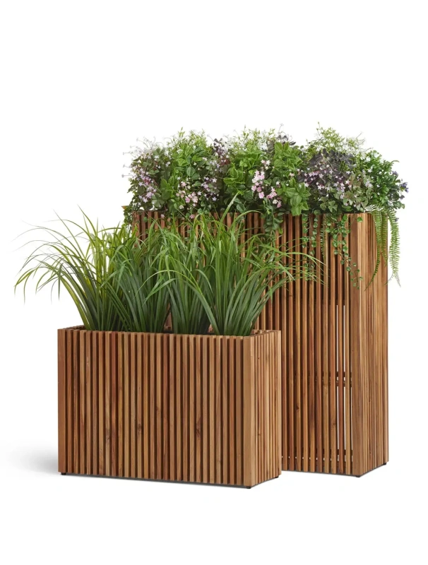 Кашпо TREEZ Effectory Timberline Низкий узкий дивайдер, тёмное дерево 73-l, 27-w, 50-h