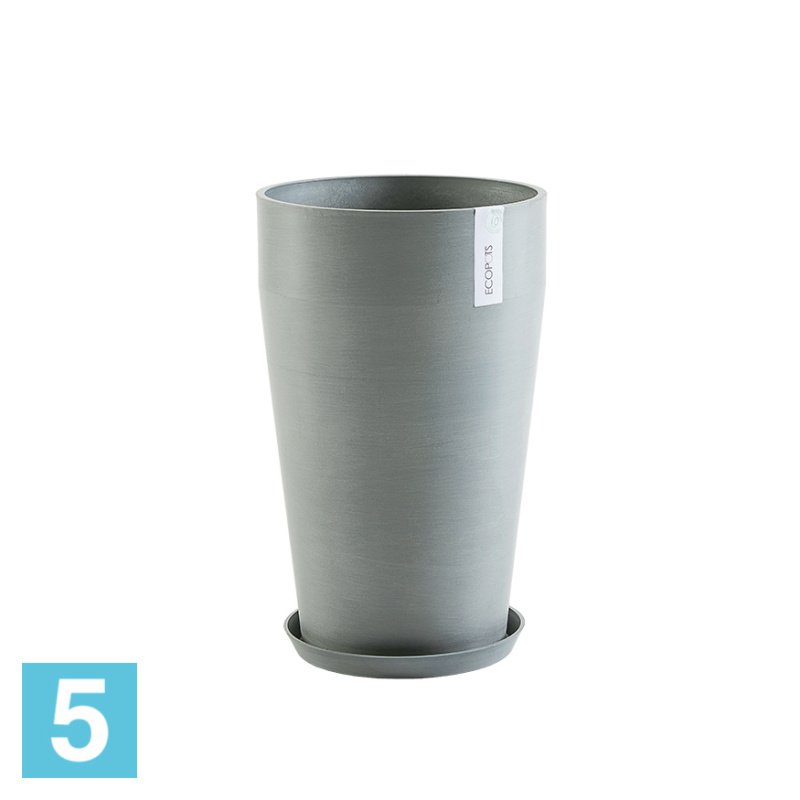 Высокое кашпо Ecopots Sankara-MH, серо-голубое 35-d, 55-h