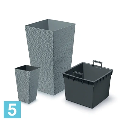 Кашпо Prosperplast FURU Square, зеленое 34,5-l, 34,5-w, 66-h