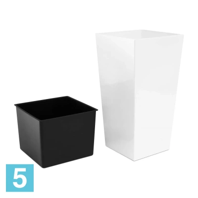 Кашпо с автополивом Prosperplast URBI SQUARE, белое 40-l, 40-w, 75-h