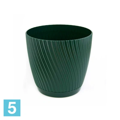 Кашпо FORM-PLASTIC Mika Eco круглое с поддоном, зеленое 17-d, 15,39-h
