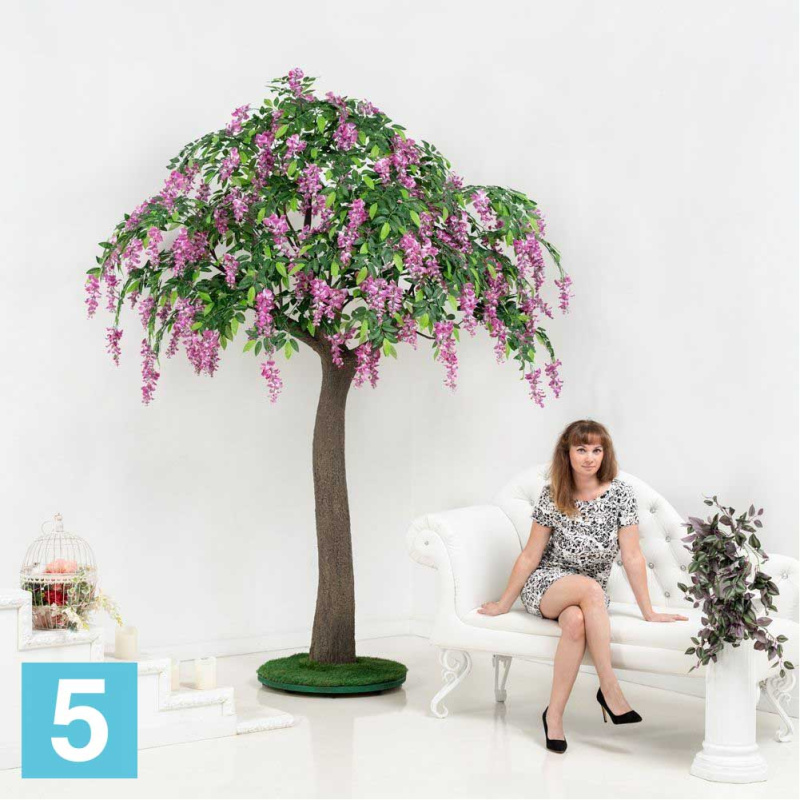 Глициния искусственная Alseed, вистерия, малиновая, d- 180, h-300  см.