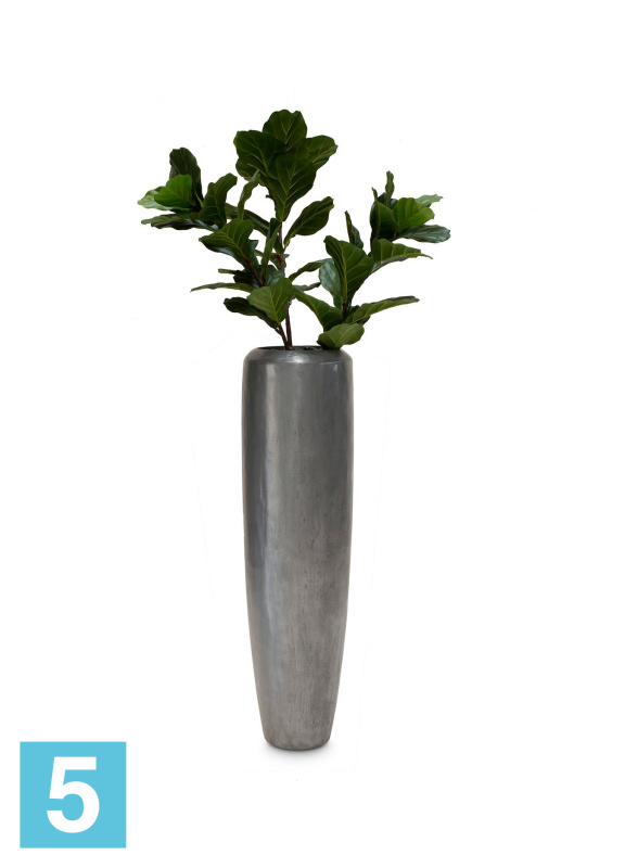 Высокое кашпо Fleur ami Loft Aluminium 32-d, 120-h, серебряное