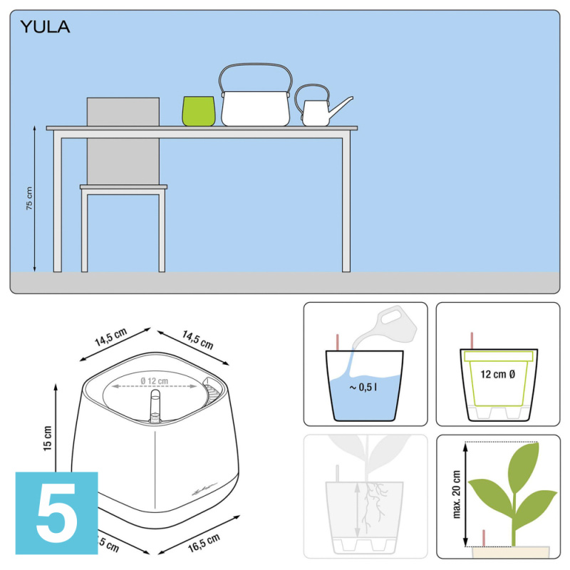 Lechuza Yula кашпо, белое/фисташковое 17-l, 17-w, 15-h
