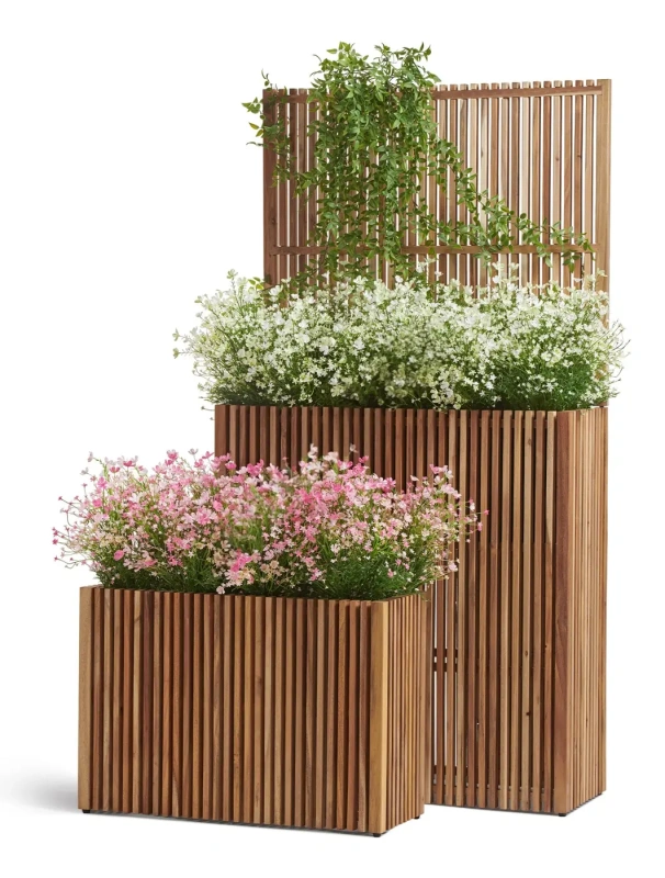 Кашпо TREEZ Effectory Timberline Низкий узкий дивайдер, тёмное дерево 73-l, 27-w, 50-h