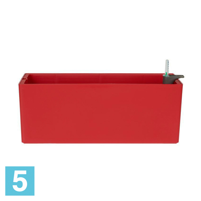 Прямоугольное кашпо Artevasi Rimini с автополивом, красное 51-l, 20-w, 20-h