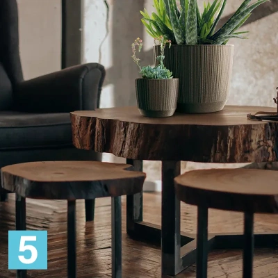 Кашпо Prosperplast RYFO ECO Wood, коричневое 10,7-d, 9,1-h