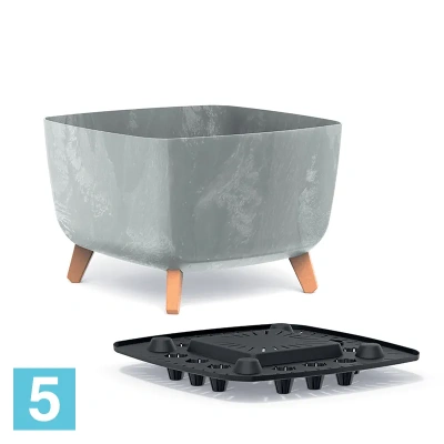 Кашпо Prosperplast GRACIA Square Beton Effect, бетон 29-l, 29-w, 22-h