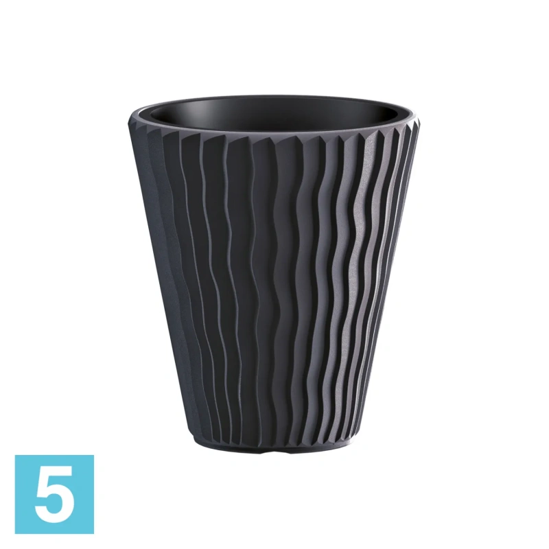 Высокое кашпо Prosperplast SANDY, антрацит 39-d, 44-h
