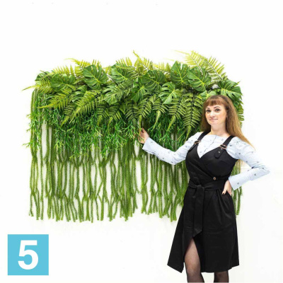 Лиана с оленьими рожками и монстерой искусственная Alseed, l-100 см., свес, h-95 см.