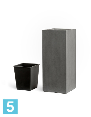 Кашпо TREEZ Effectory Beton Высокий куб, тёмно-серый бетон 31-l, 31-w, 75-h в #REGION_NAME_DECLINE_PP#