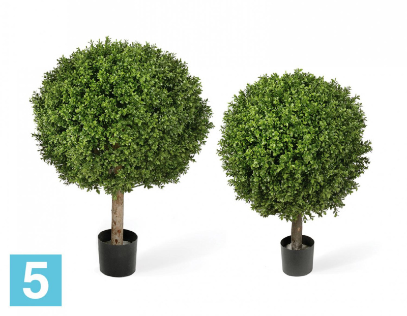 Самшит Шар искусственный TREEZ Collection уличный на коротком стволе 75h, (крона 60-d, 55-h)