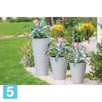 Кашпо FORM-PLASTIC Sahara Dunes круглое, светло-серое 40-d, 44-h