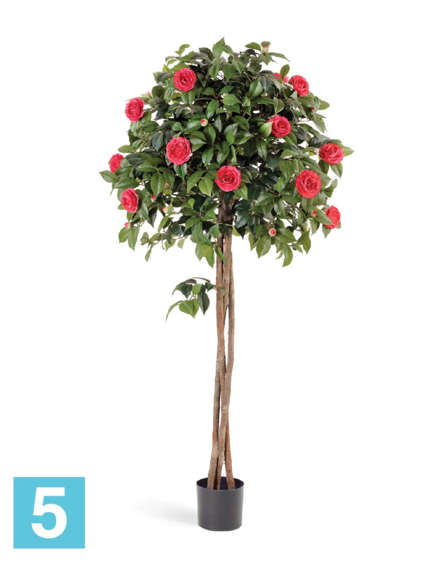 Камелия на штамбе искусственная TREEZ Collection тёмно-розовая 160h