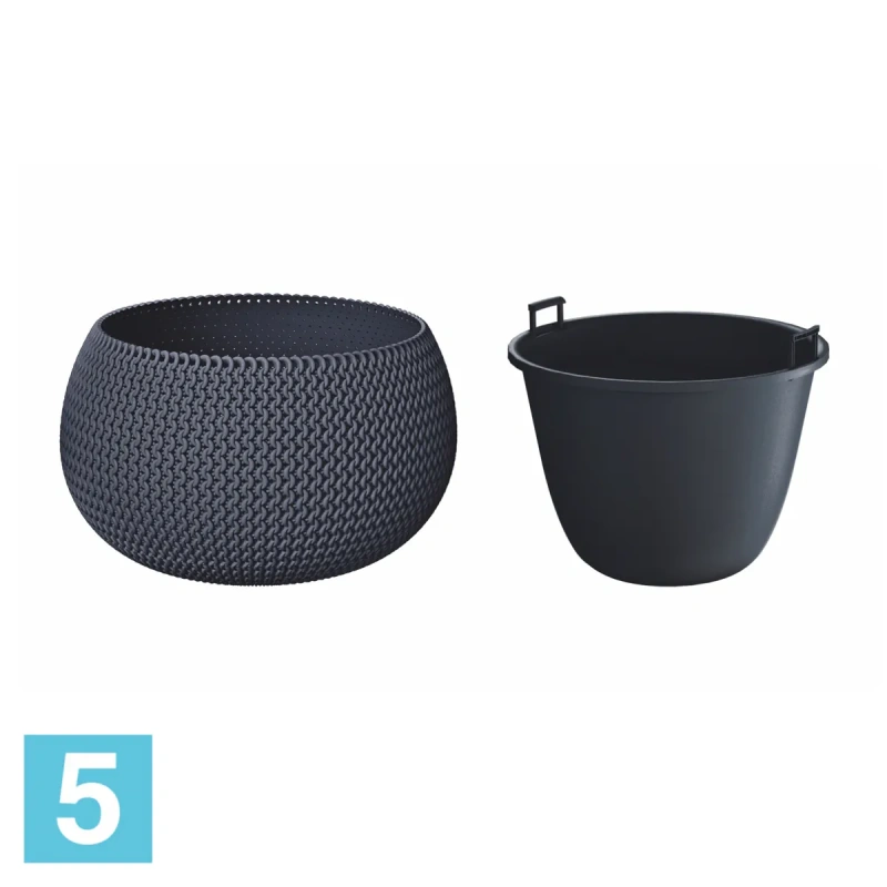 Напольное кашпо Prosperplast SPLOFY BOWL, антрацит 37-d, 21-h