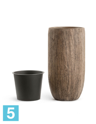 Кашпо с автополивом TREEZ Effectory Wood Высокий округлый конус, светлый дуб 40-d, 80-h в #REGION_NAME_DECLINE_PP#