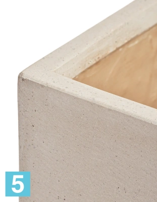 Кашпо TREEZ Effectory Beton Низкий прямоугольник, белый песок 80-l, 35-w, 37-h