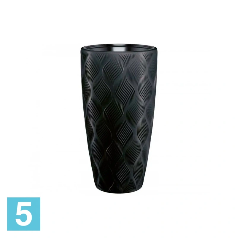Кашпо FORM-PLASTIC Flow Slim, черное 40-d, 58-h