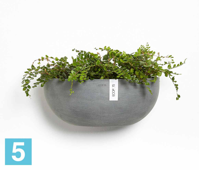 Подвесное кашпо Ecopots Sofia, серое 43-l, 25-w, 18-h