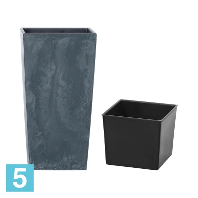 Кашпо Prosperplast URBI SQUARE BETON Effect, антрацит 33-l, 33-w, 61-h