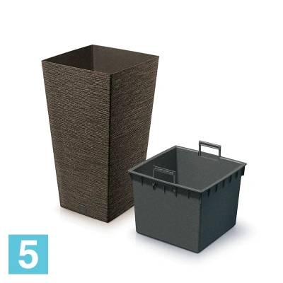 Кашпо Prosperplast FURU Square ECO Wood, кофе 39,5-l, 39,5-w, 75,5-h