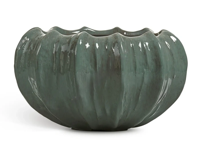 Кашпо TREEZ Effectory Aura Низкая Design-чаша, изумрудный лак 53-d, 31-h