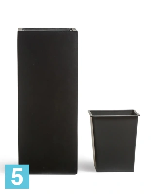 Кашпо TREEZ Effectory Black Stone Высокий куб, антрацит 31-l, 31-w, 97-h