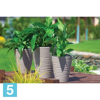 Кашпо FORM-PLASTIC Sahara Dunes круглое, белое 40-d, 44-h