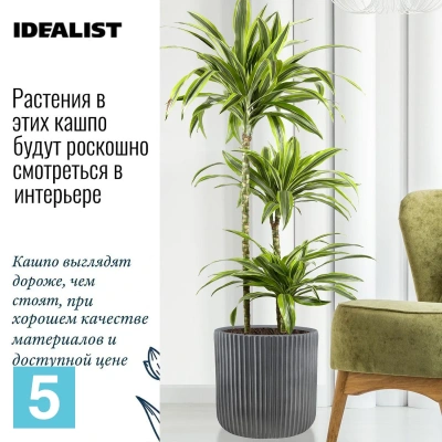 Кашпо IDEALIST Урбан круглое, антрацит 30,5-d, 30-h