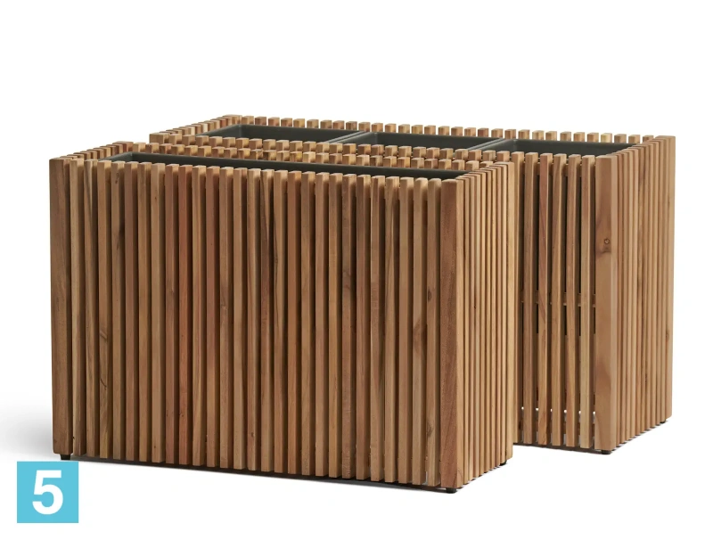 Кашпо TREEZ Effectory Timberline Низкий дивайдер, тёмное дерево 86-l, 33-w, 50-h