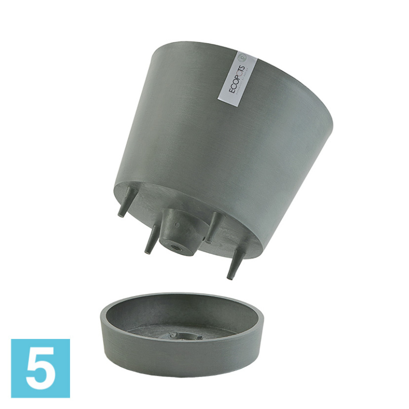 Напольное кашпо Ecopots Venice с поддоном, серо-голубое 30-d, 26-h