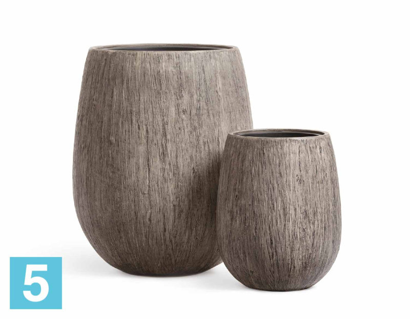 Кашпо с автополивом TREEZ Effectory Wood Округлая чаша, белёный дуб 46-d, 60-h