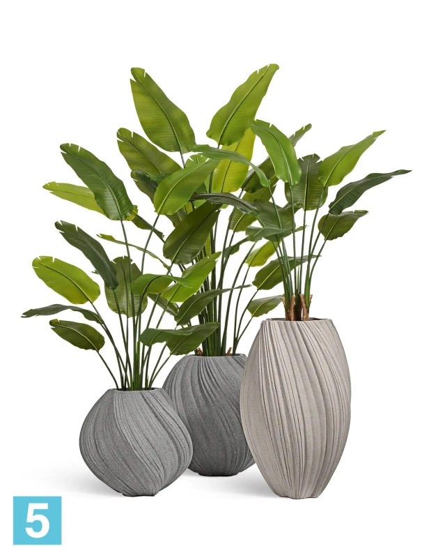 Кашпо TREEZ Effectory Dune Сферическая Design-ваза, дымчато-серый песок 65-d, 60-h