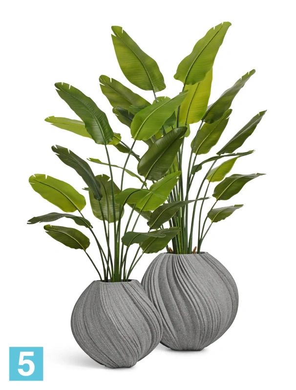 Кашпо TREEZ Effectory Dune Сферическая Design-ваза, дымчато-серый песок 50-d, 52-h