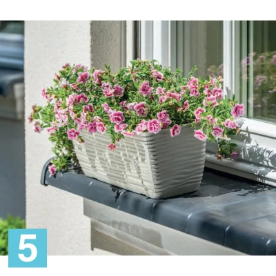 Балконный ящик FORM-PLASTIC Sahara с поддоном, антрацит 78,5-l, 17-w, 14,5-h