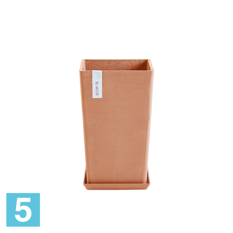 Высокое кашпо Ecopots Rotterdam-MH, терракотовое 30-l, 30-w, 50-h
