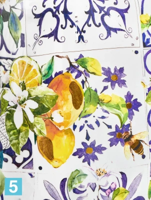 Кашпо TREEZ Effectory Savage Garden Design-ваза Capri, бело-сине-жёлтое 26-d, 43-h